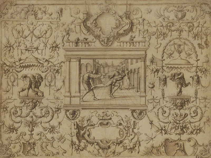 1640-Jean Berain - Scenario grottesco della Comédie-Française - disegno